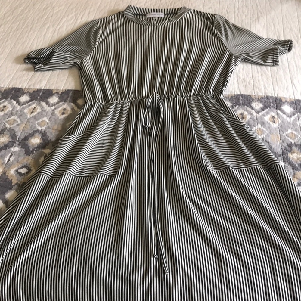 Black and white striped dress